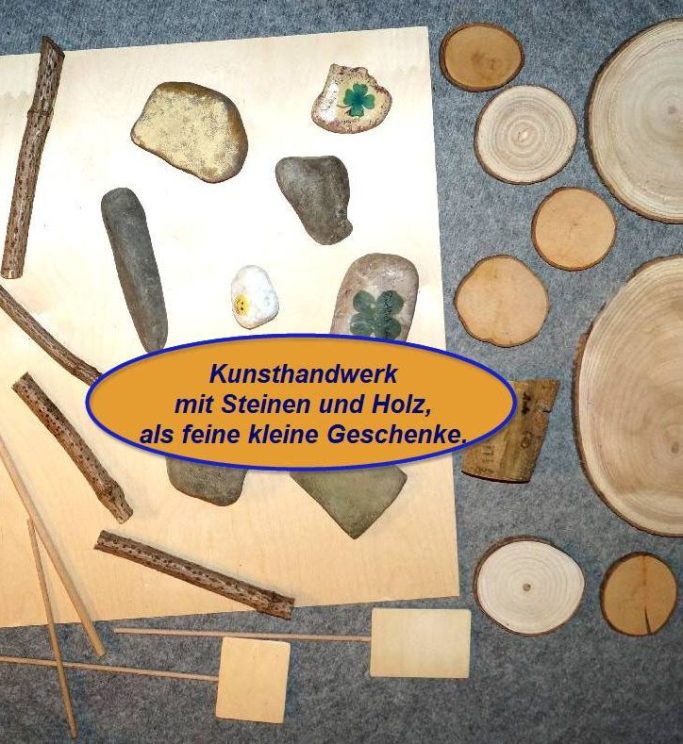 Glückssteine und Brandmalerei Steine und Holz